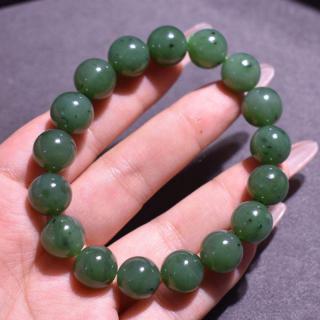 抢疯了方言和田玉俄罗斯老料油润细腻辣阳绿碧玉卡12mm圆珠手串r6