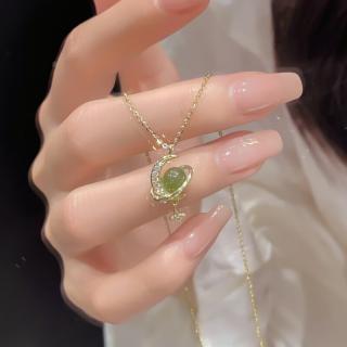 暮婉星球项链女款925银和田玉吊坠轻奢小众生日礼物 925银星球项链