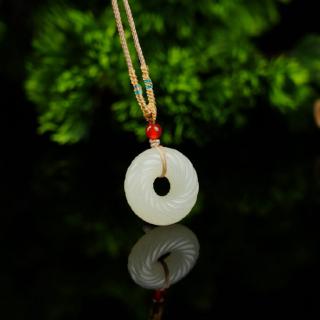 🔥就8单!!和田玉白玉平安环吊坠 约25*8mm!!料子冰!